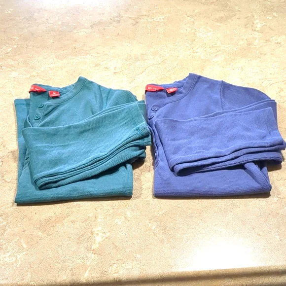 Two EMS Waffle Henley Shirts, M - Picture 1 of 14